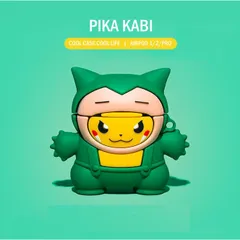🔜 [ ᴄᴀꜱᴇ ᴀɪʀᴘᴏᴅ ] Case Airpod Vỏ Bọc Airpods ( Pika Kabi Xanh ) Cho Hộp Sạc Tai Nghe AirPods 1 2 PRO Bằng Silicon Dẻo S