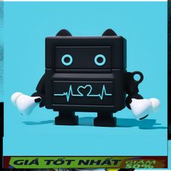 Vỏ Bọc Tai Nghe Không Dây ROBOT Đen Silicon - Hộp Sạc Airpods 1 2 I11 I12 I100 - Phụ Kiện Dễ Thương Cho Tai Nghe