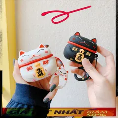 🔜 [ ᴄᴀꜱᴇ ᴀɪʀᴘᴏᴅ ] Case Airpod Vỏ Bọc Airpods ( Mèo Thần Tài May Mắn) Cho Hộp Sạc Tai Nghe AirPods 1 2 PRO Bằng Silicon