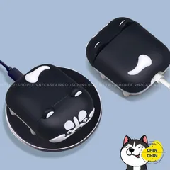 🔜 [ ᴄᴀꜱᴇ ᴀɪʀᴘᴏᴅ ] Case Airpod Vỏ Bọc Airpods ( Chó Husky Nằm ) Cho Hộp Sạc Tai Nghe AirPods 1 2 PRO Bằng Silicon Dẻo Si