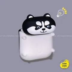 🔜 [ ᴄᴀꜱᴇ ᴀɪʀᴘᴏᴅ ] Case Airpod Vỏ Bọc Airpods ( Chó Husky Nằm ) Cho Hộp Sạc Tai Nghe AirPods 1 2 PRO Bằng Silicon Dẻo Si