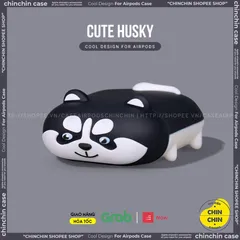 🔜 [ ᴄᴀꜱᴇ ᴀɪʀᴘᴏᴅ ] Case Airpod Vỏ Bọc Airpods ( Chó Husky Nằm ) Cho Hộp Sạc Tai Nghe AirPods 1 2 PRO Bằng Silicon Dẻo Si