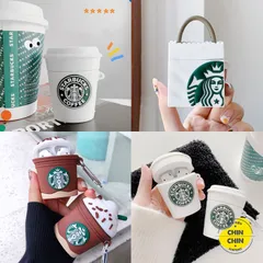 🔜 [ ᴄᴀꜱᴇ ᴀɪʀᴘᴏᴅ ] Tổng hợp Case Vỏ Bọc Airpods STARBUCK. cho Hộp Sạc Tai Nghe Bluetooth AirPods 1 2 Bằng Silicon Dẻo Si