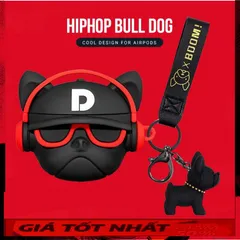 🔜 [ ᴄᴀꜱᴇ ᴀɪʀᴘᴏᴅ ] Case Airpod Vỏ Bọc Airpods Siêu Cute ( Chó Bull Hiphop đeo tai nghe Đỏ ) Cho Hộp Sạc Tai Nghe AirPods