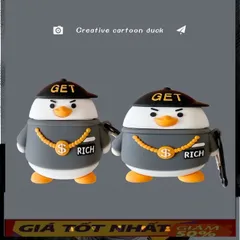 🔜 [ ᴄᴀꜱᴇ ᴀɪʀᴘᴏᴅ ] Case Airpod Vỏ Bọc Airpods ( Vịt HipHop RICH ) Cho Hộp Sạc Tai Nghe AirPods 1 2 PRO Bằng Silicon Dẻo