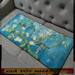 Tấm Lót Bàn Làm Việc Hoa Đào Xanh 90x40cm Dày 3mm - Di Chuột Chính Xác, Chống Trượt Cho Game Thủ