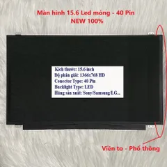 Màn hình Laptop Acer 5810, 5820, 5810T, 5820T, 5810TG, 5820TG kích thước 15.6 inch LED Mỏng SLIM - 40 pin (1366x768 HD /