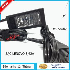 Sạc Laptop Lenovo 3,42A 65W - Chân Cắm Φ5.5×Φ2.5 - Tặng Kèm Dây Nguồn, Hàng Chính Hãng, Bảo Hành 12 Tháng