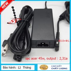 Sạc Laptop Acer 45W - 2,31A Chân Nhỏ Chính Hãng, Bảo Hành 12 Tháng, Sạc Đảm Bảo Chất Lượng Tốt Nhất