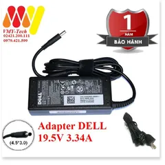 🔜 Sạc Laptop Dell 19v 3.34A Chân kim nhỏ Inspiron 3567 3568 7347 7348 3558 3559 XPS 11 13 - Kèm dây sạc (NEW 100%)