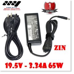 Sạc Laptop Chính Hãng Dell 19.5V 3.34A Chân Nhỏ - Tương Thích Inspiron, XPS, Vostro, Latitude - Bảo Hành 9 Tháng