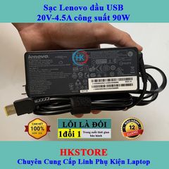 Sạc Laptop Lenovo 20V - 4.5A 90W Chân Vuông USB Chính Hãng, Tương Thích Với T440 E531 X240 X230 G500 T540 G400 G500 - Bảo Hành 24 Tháng