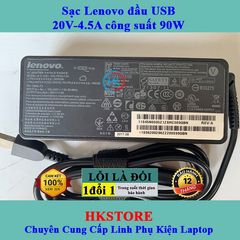 Sạc Laptop Lenovo 20V - 4.5A 90W Chân Vuông USB Chính Hãng, Tương Thích Với T440 E531 X240 X230 G500 T540 G400 G500 - Bảo Hành 24 Tháng