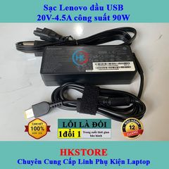 Sạc Laptop Lenovo 20V - 4.5A 90W Chân Vuông USB Chính Hãng, Tương Thích Với T440 E531 X240 X230 G500 T540 G400 G500 - Bảo Hành 24 Tháng