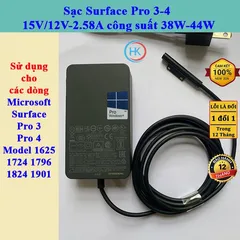 Sạc Surface Pro 3-4 Chính Hãng 15V/12V-2.58A 30W-38W - Adapter Nguồn Cho Microsoft Surface Pro 3/4 Model 1625/1724/1796