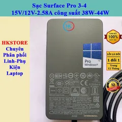 Sạc Surface Pro 3-4 Chính Hãng 15V/12V-2.58A 30W-38W - Adapter Nguồn Cho Microsoft Surface Pro 3/4 Model 1625/1724/1796