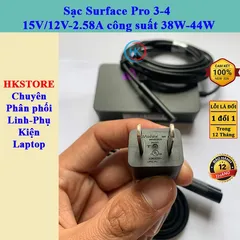 Sạc Surface Pro 3-4 Chính Hãng 15V/12V-2.58A 30W-38W - Adapter Nguồn Cho Microsoft Surface Pro 3/4 Model 1625/1724/1796