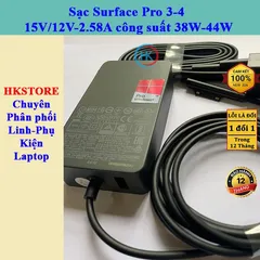 Sạc Surface Pro 3-4 Chính Hãng 15V/12V-2.58A 30W-38W - Adapter Nguồn Cho Microsoft Surface Pro 3/4 Model 1625/1724/1796