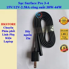Sạc Surface Pro 3-4 Chính Hãng 15V/12V-2.58A 30W-38W - Adapter Nguồn Cho Microsoft Surface Pro 3/4 Model 1625/1724/1796