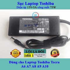 Sạc Laptop Toshiba 15V 5A 75W Chính Hãng - Tương Thích Tecra A6 A7 A8 A9 A10 và Các Dòng Laptop Khác