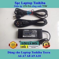 Sạc Laptop Toshiba 15V 5A 75W Chính Hãng - Tương Thích Tecra A6 A7 A8 A9 A10 và Các Dòng Laptop Khác