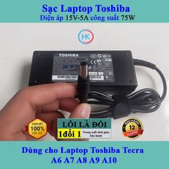 Sạc Laptop Toshiba 15V 5A 75W Chính Hãng - Tương Thích Tecra A6 A7 A8 A9 A10 và Các Dòng Laptop Khác