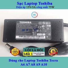 Sạc Laptop Toshiba 15V 5A 75W Chính Hãng - Tương Thích Tecra A6 A7 A8 A9 A10 và Các Dòng Laptop Khác