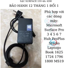Sạc Surface Pro 4 M3 15V-4A 65W Chính Hãng Microsoft - Phụ Kiện Tương Thích với Pro 3, 5, 6, 7, Surface Book, Go, Studio
