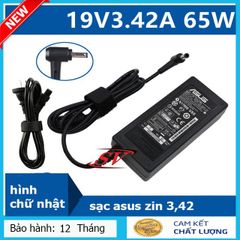 Sạc Laptop Asus 19.5V 3.42A 65W - Sạc Zin Hình Chữ Nhật Chất Lượng Cao, Bảo Hành 12 Tháng