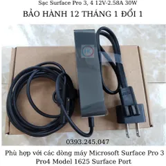 Sạc Adapter Microsoft Surface Pro 3-4 15V-2.58A 44W Chính Hãng, Phù Hợp Model 1625 1724 1796 1824 1901, Bảo Hành 12 Tháng