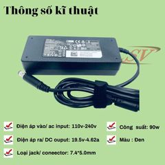 Sạc Laptop Dell 90W Chân Kim To 4.62A - Adapter ZIN Cao Cấp Kèm Dây Nguồn - Bảo Hành 12 Tháng, Chất Lượng Đảm Bảo