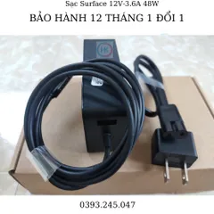 Sạc Surface Pro 2 12V-3.6A 48W Chính Hãng Cho Microsoft Surface RT Pro1 Pro2 Tablet 1536 1514 1601 1631 - Bảo Hành 12 Tháng