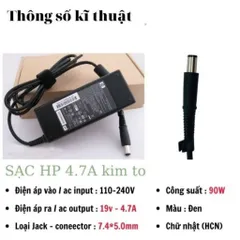 Sạc Laptop HP 3.5A chân kim to savin tech, sạc máy tính hp 65w zin cao cấp - tặng kèm dây nguồn dây nguồn hp PHỤ KIỆN LA