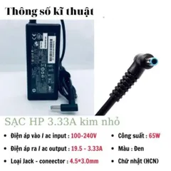 Sạc Laptop HP 3.5A chân kim to savin tech, sạc máy tính hp 65w zin cao cấp - tặng kèm dây nguồn dây nguồn hp PHỤ KIỆN LA