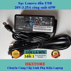 Sạc Laptop Lenovo 20V-3.25A 65W Chân Vuông, Bảo Hành 24 Tháng, Dùng Cho G40 G50 T540 X240 X250, Kèm Dây Nguồn Chính Hãng