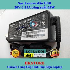 Sạc Laptop Lenovo 20V-3.25A 65W Chân Vuông, Bảo Hành 24 Tháng, Dùng Cho G40 G50 T540 X240 X250, Kèm Dây Nguồn Chính Hãng