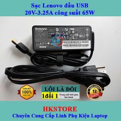 Sạc Laptop Lenovo 20V-3.25A 65W Chân Vuông, Bảo Hành 24 Tháng, Dùng Cho G40 G50 T540 X240 X250, Kèm Dây Nguồn Chính Hãng
