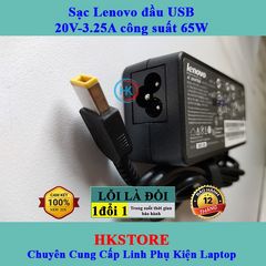 Sạc Laptop Lenovo 20V-3.25A 65W Chân Vuông, Bảo Hành 24 Tháng, Dùng Cho G40 G50 T540 X240 X250, Kèm Dây Nguồn Chính Hãng