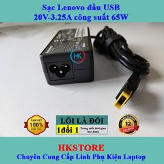 Sạc Laptop Lenovo 20V-3.25A 65W Chân Vuông, Bảo Hành 24 Tháng, Dùng Cho G40 G50 T540 X240 X250, Kèm Dây Nguồn Chính Hãng