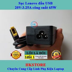 Sạc Laptop Lenovo 20V-3.25A 65W Chân Vuông, Bảo Hành 24 Tháng, Dùng Cho G40 G50 T540 X240 X250, Kèm Dây Nguồn Chính Hãng