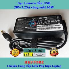 Sạc Laptop Lenovo 20V-3.25A 65W Chân Vuông, Bảo Hành 24 Tháng, Dùng Cho G40 G50 T540 X240 X250, Kèm Dây Nguồn Chính Hãng