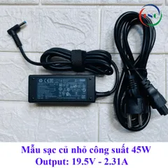 Sạc Laptop HP 19.5V 2.31A (45W) chân kim nhỏ 4.5mm x 3.0mm - tặng kèm dây nguồn PHỤ KIỆN LAPTOP