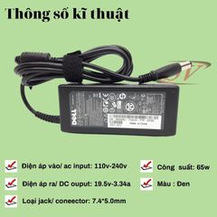 Sạc Laptop Dell 3.34 Kim To Chính Hãng - Sạc Đẹp Chắc Chắn, Bảo Hành 12 Tháng, Chân Cắm 7.4*5.5
