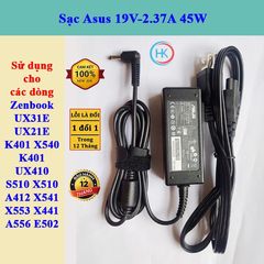Sạc Laptop Asus 45W 19V-3.42A/2.37A Chính Hãng Mới Zin Dùng Cho X540s X540l X541U X200 X200CA Q200 E402MA E403sa