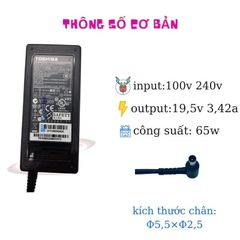 Sạc Laptop Toshiba Zin 3.42A (65W) - Sạc Chính Hãng Cao Cấp, Bảo Hành 12 Tháng, An Toàn và Ổn Định