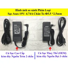 Sạc Laptop Asus 19V  4.74A  90W (ADAPTER Asus 19V  4.74A  90W) KÈM DÂY NGUỒN PHỤ KIỆN LAPTOP