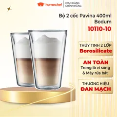 Bộ 2 cốc thủy tinh 2 lớp Bodum Canteen 10110-10 - Dung tích 400ml, Chất liệu Borosilicate, Giữ nhiệt hiệu quả, Hàng chính hãng
