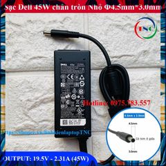 Sạc Laptop Dell 45W 19.5V 2.31A Chân Kim Nhỏ 4.5mm x 3.0mm - Tặng Kèm Dây Nguồn - Phụ Kiện Laptop Chính Hãng