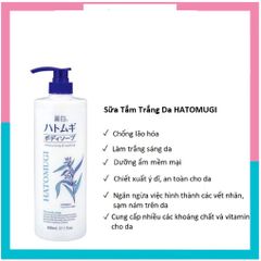 Sữa tắm dưỡng ẩm trắng da Hatomugi Nhật 800ml - Sữa Tắm Ý dĩ