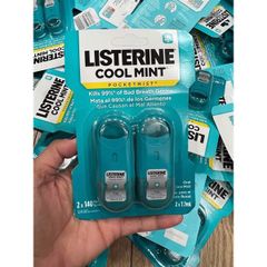 Vĩ 2 Xịt thơm miệng diệt khuẩn Listerine 7,7ml Cool Mint Pockeymist Mỹ